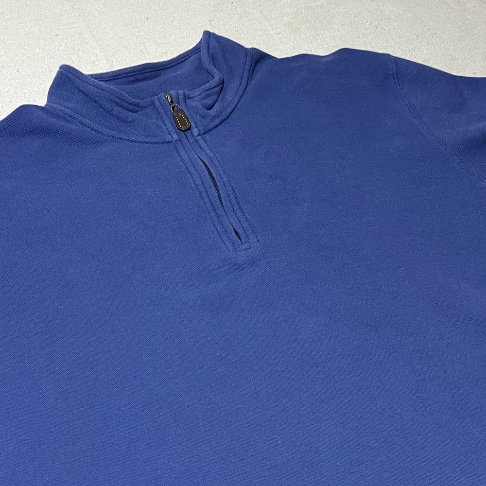 Johnston & Murphy Mens XXL Blue‎ Cotton 1/4 Zip Long Sleeve Pullover Sweater